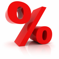 Red percentage sign