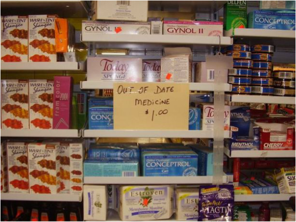 Picture of medicine with a sign that reads 