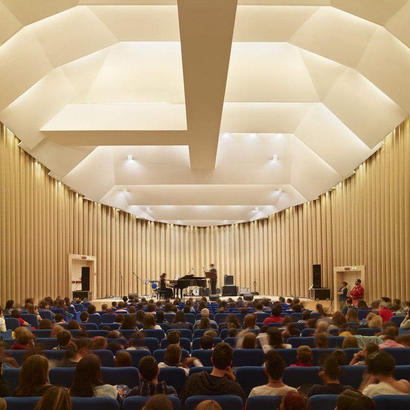 Picture of the inside of a paper concert hall