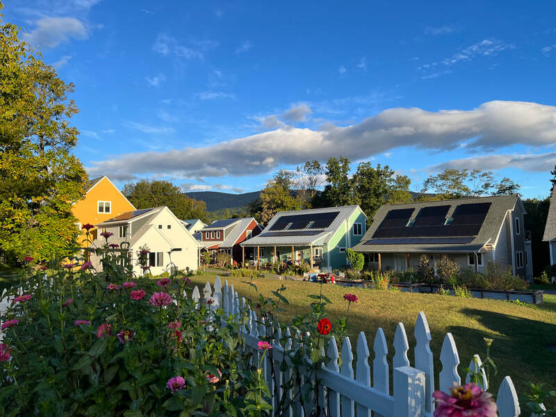 Garden view of a cohousing community